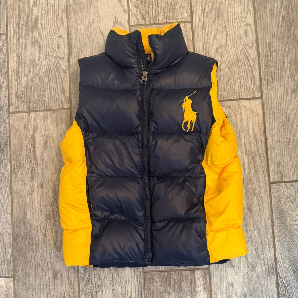 Vtg Polo Ralph Lauren kids Navy & Yellow Down Vest